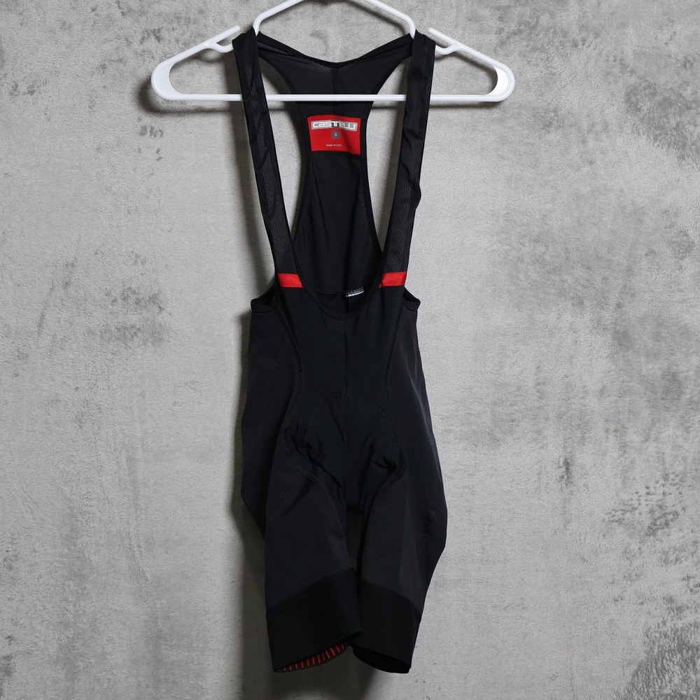 Castelli Bib Shorts Mens Small Black Red Cycling Padded Seat Performance Stretch